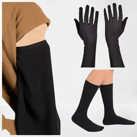 Elegant Chiffon Niqab with Gloves and Socks for Women