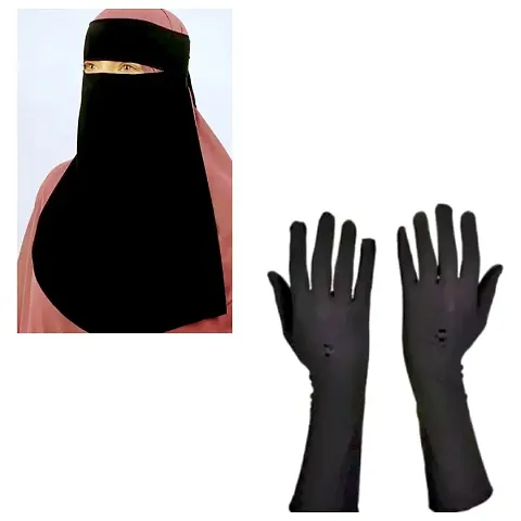 Elegant Chiffon Niqab with Gloves for Women