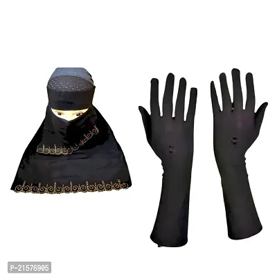 gold diamond 2 padadi niqan and hand gloves islamic callection abaya