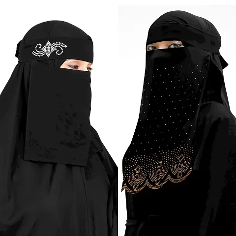 Stylish Chiffon Self Pattern Niqab - Pack of 2