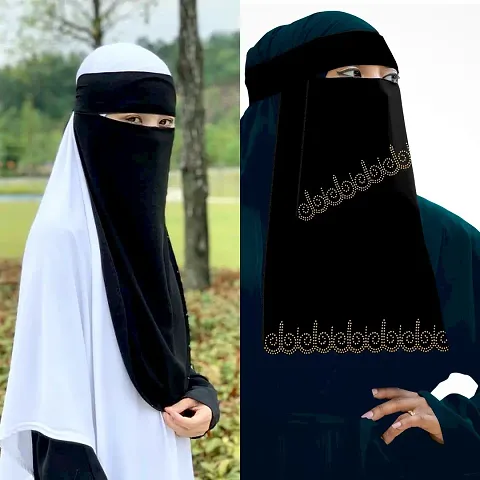 Stylish Chiffon Self Pattern Niqab - Pack of 2