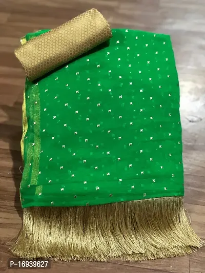Stylish Chiffon Green Saree With Blouse piece