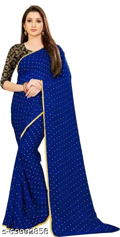 Rhey women foil print chiffon sari with blouse piece