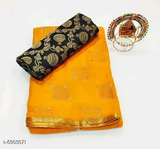 Hot Selling Chiffon Saree with Blouse piece 