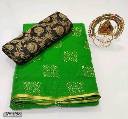 Stylish Chiffon Green Saree With Blouse piece-thumb0