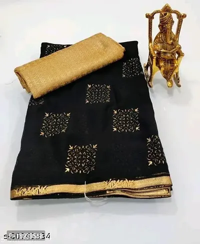Stylish Chiffon Black Saree With Blouse piece-thumb0