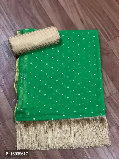 Stylish Chiffon Green Saree With Blouse piece