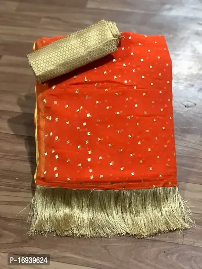 Stylish Chiffon Orange Saree With Blouse piece