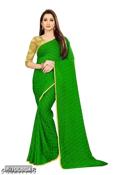 Stylish Chiffon Green Saree With Blouse piece