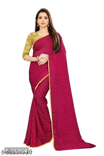 Stylish Chiffon Pink Saree With Blouse piece