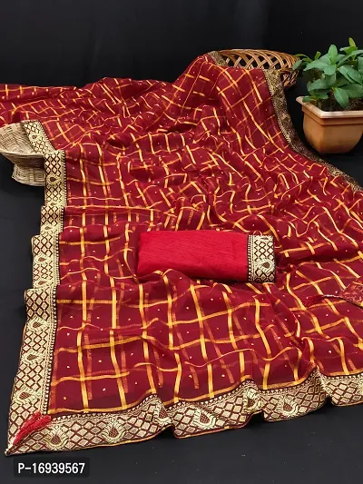 Stylish Nylon Maroon Saree With Blouse piece-thumb0