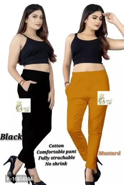 Women Stylish Multicoloured Cotton Ethnic Pants Combo 2-thumb0