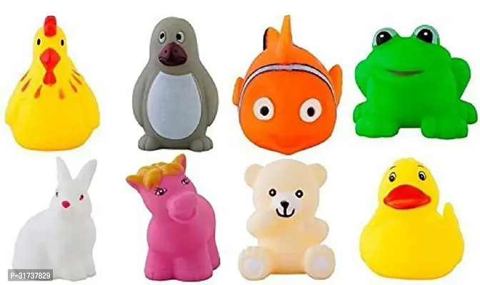 Non-Toxic Baby Squeeze Sound Bath Toy Colourful Chu Chu Set of 8 Pcs Mix Animal Shape Toy (8 Pcs Chu Chu Toys)-thumb2