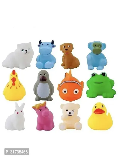 Non-Toxic Baby Squeeze Sound Bath Toy Colourful Chu Chu Set of 12 Pcs Mix Animal Shape Toy (12 Chu Chu Toys)-thumb0