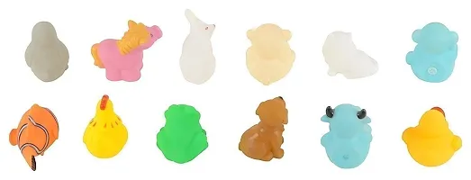 Non-Toxic Baby Squeeze Sound Bath Toy Colourful Chu Chu Set of 12 Pcs Mix Animal Shape Toy (12 Chu Chu Toys)-thumb2