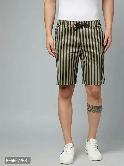 Black  Green Striped Short for men-thumb0
