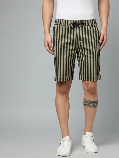 Cotton Slim Fit Striped Shorts