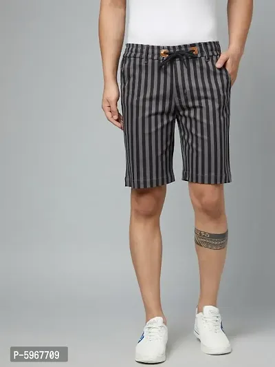 Black  Grey Striped Short for men-thumb0
