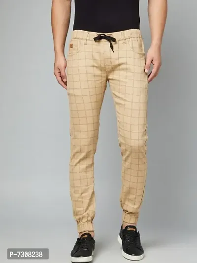 Beige Check Jogger-thumb0