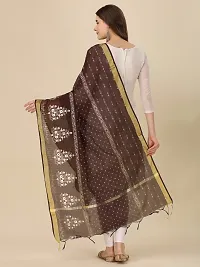 Beautiful  Brown Chanderi Cotton Dupatta For Women-thumb1