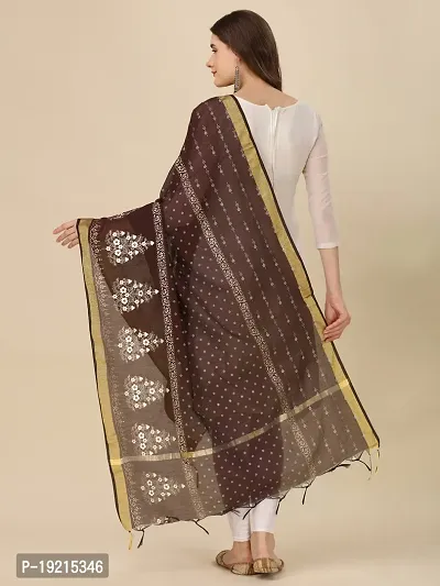 Beautiful  Brown Chanderi Cotton Dupatta For Women-thumb2