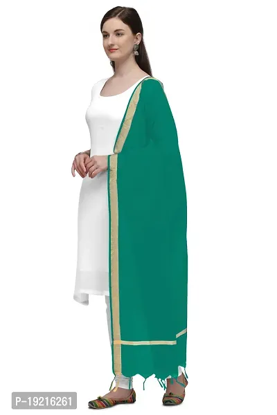 Beautiful  Green Chanderi Cotton Dupatta For Women