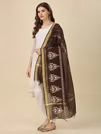 Beautiful  Brown Chanderi Cotton Dupatta For Women-thumb2