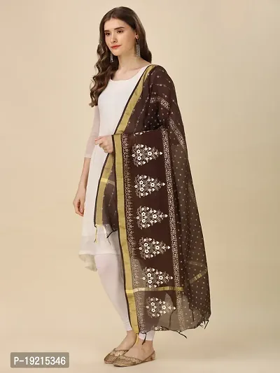 Beautiful  Brown Chanderi Cotton Dupatta For Women-thumb3