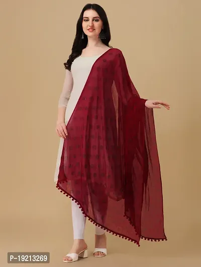 Beautiful  Maroon Chiffon Dupatta For Women-thumb0