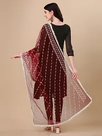 Beautiful  Maroon Net Dupatta For Women-thumb2