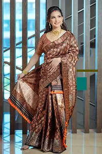 Stylish Copper Silk Blend Saree With Blouse Piece For Women-thumb1