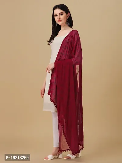 Beautiful  Maroon Chiffon Dupatta For Women-thumb2