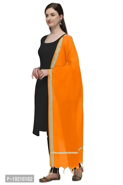 Beautiful  Orange Chanderi Cotton Dupatta For Women