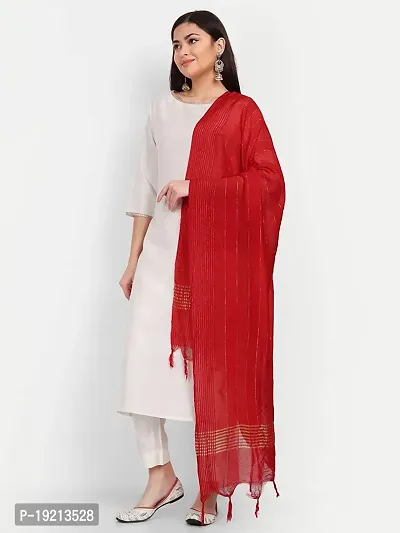 Beautiful  Red Cotton Dupatta For Women