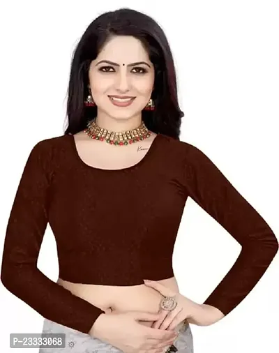 Reliable Brown Cotton Lycra  Stitched Blouses For Women
