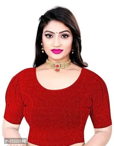 Reliable Red Cotton Lycra  Stitched Blouses For Women-thumb0