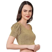 Readymade Shining Lycra Stretchable Round Neck Half Sleeve Blouses || Womens Mettalic Stretchable Readymade Blouses-thumb2