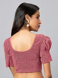 Readymade Shining Lycra Stretchable Round Neck Half Sleeve Blouses || Womens Mettalic Stretchable Readymade Blouses-thumb1