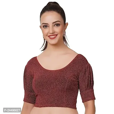 Readymade Shining Lycra Stretchable Round Neck Half Sleeve Blouses || Womens Mettalic Stretchable Readymade Blouses