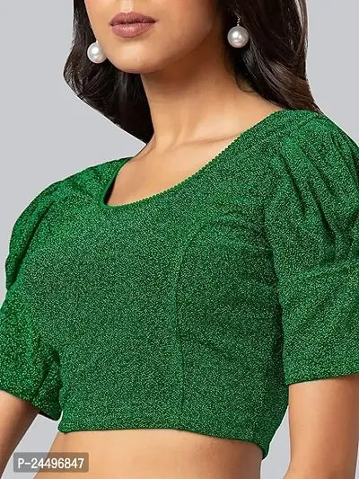 Readymade Shining Lycra Stretchable Round Neck Half Sleeve Blouses || Womens Mettalic Stretchable Readymade Blouses-thumb4