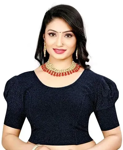 Readymade Shining Lycra Stretchable Round Neck Half Sleeve Blouses || Womens Mettalic Stretchable Readymade Blouses