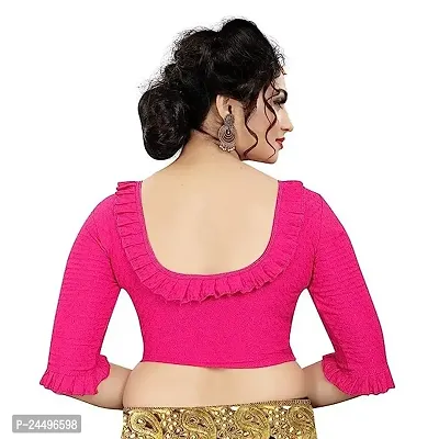 Cotton Lycra Stretchable Blouses fro Womens || Half Sleeves Dobby Readymade Blouses-thumb2