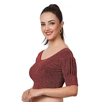 Readymade Shining Lycra Stretchable Round Neck Half Sleeve Blouses || Womens Mettalic Stretchable Readymade Blouses-thumb3