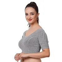 Readymade Shining Lycra Stretchable Round Neck Half Sleeve Blouses || Womens Mettalic Stretchable Readymade Blouses-thumb2