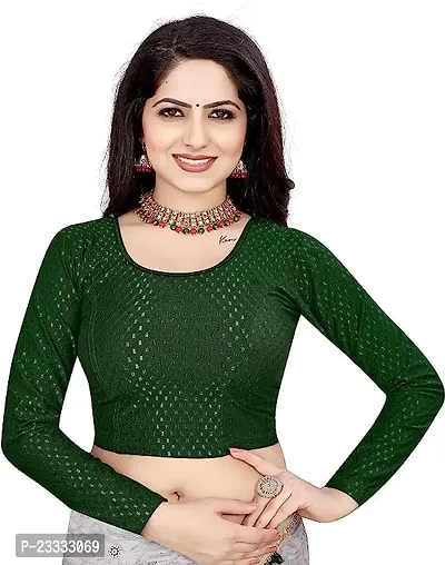 Reliable Green Cotton Lycra  Stitched Blouses For Women-thumb0