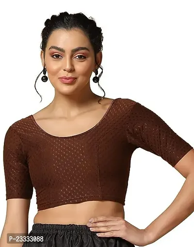 Reliable Brown Cotton Lycra  Stitched Blouses For Women-thumb0