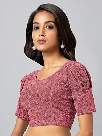 Readymade Shining Lycra Stretchable Round Neck Half Sleeve Blouses || Womens Mettalic Stretchable Readymade Blouses-thumb2