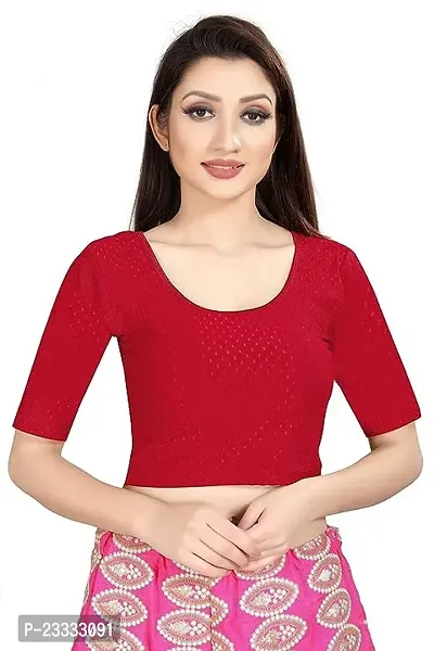 Reliable Red Cotton Lycra  Stitched Blouses For Women