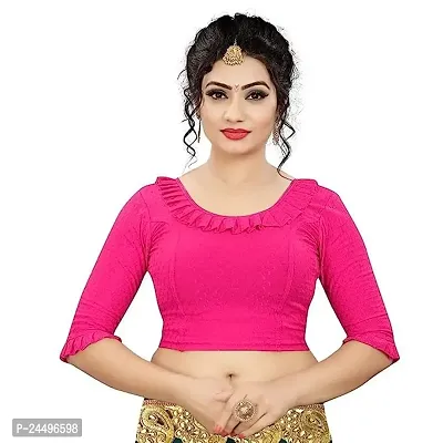 Cotton Lycra Stretchable Blouses fro Womens || Half Sleeves Dobby Readymade Blouses-thumb0