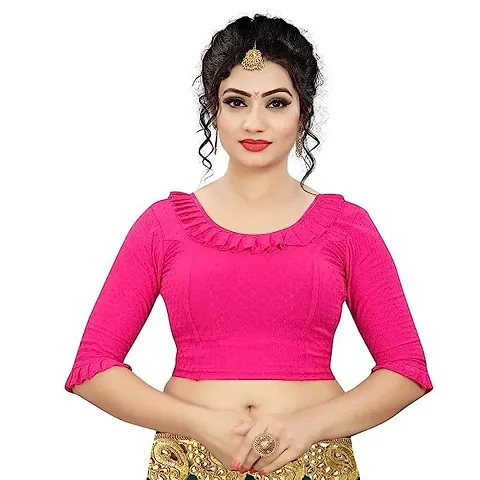 Cotton Lycra Stretchable Blouses fro Womens || Half Sleeves Dobby Readymade Blouses